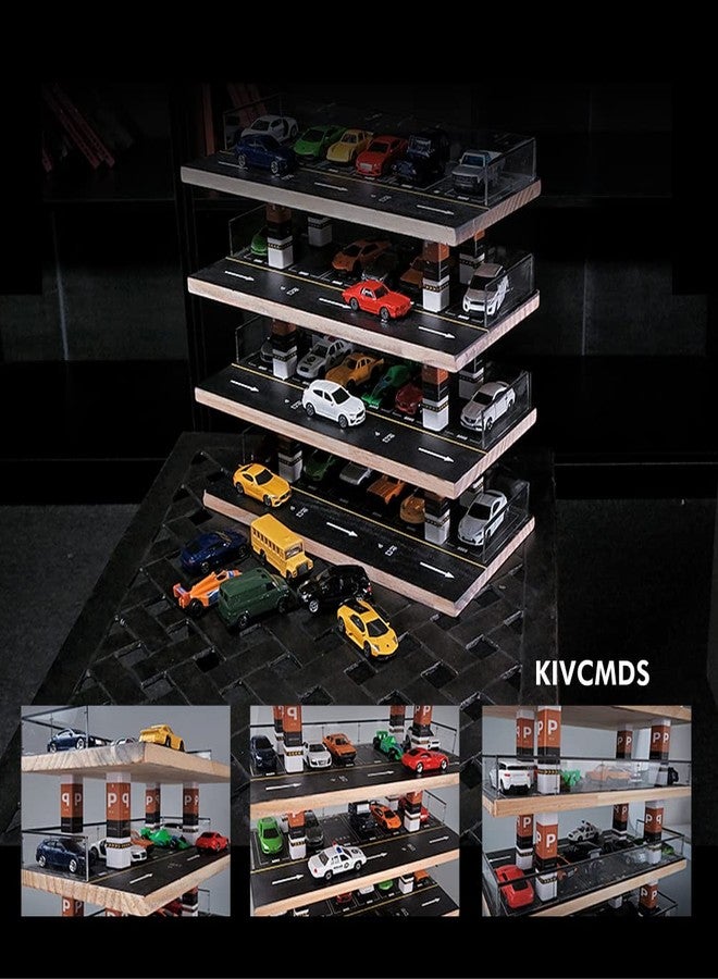 kivcmds 1/64 Scale 4-Tiers Diecast Model Car Display Case for Lego Vehicles Hot Wheels Nascar Diorama Scene Parking Lot - Image 3